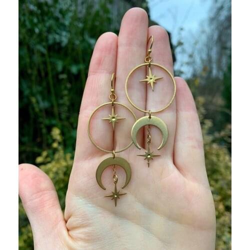 NEW Moon and Stars Earrings,Celestial Earrings,Crescent Moon Earrings,Celestial Gift for Her