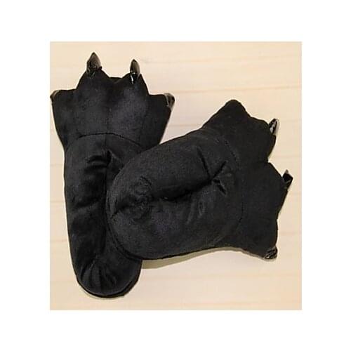 Cute Panda Black Cotton Animal Slippers Paw (Kid:21cm,Femal:26cm,Male:31cm)