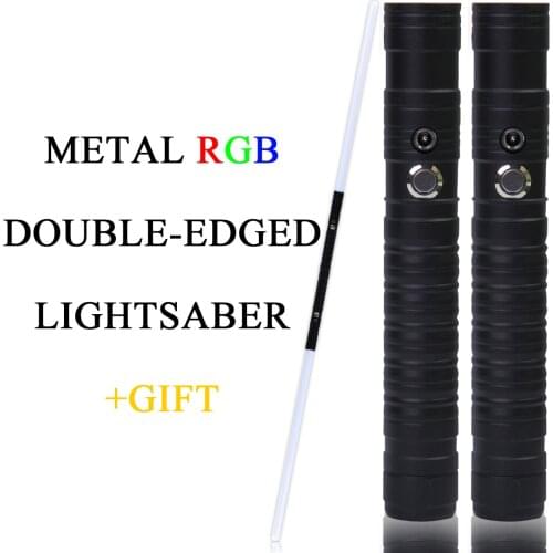 Double-edged Lightsaber RGB 7 Colors Change LED Laser Sword Two In One Switchable Saber Sound Full Metal Handle Cosplay Gift