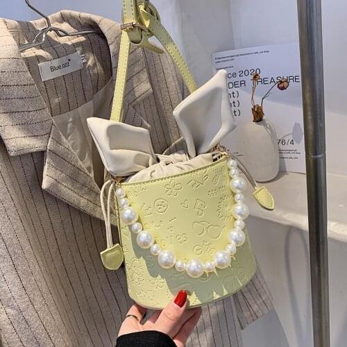 THREEPEAS PU Leather Shoulder Bucket Bag Women Girls Purses and Handbags New Hot Fashion Pearl Designer Female Shoppers
