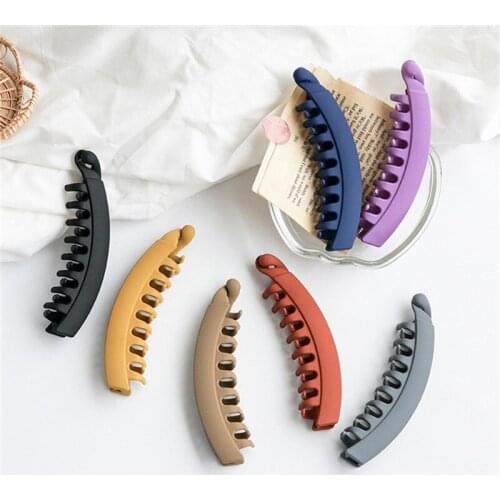 Solid Color Frosted Banana Clip Fashion Ponytail Holder Hair Clips Hairpins Barrettes Womens Hair Accessories