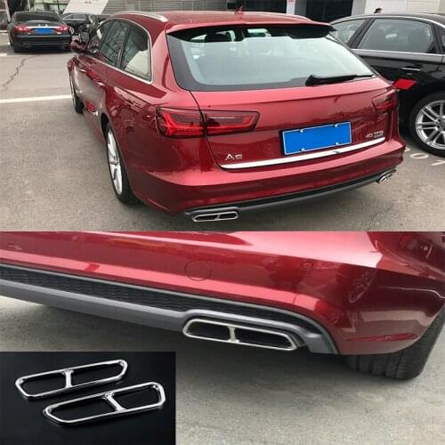 DNHFC Rear Exhaust Muffler Tail Decor End Pipe Tip Cover Trim 2 to 4 For Audi A6 C7 A7 2016 - 2018