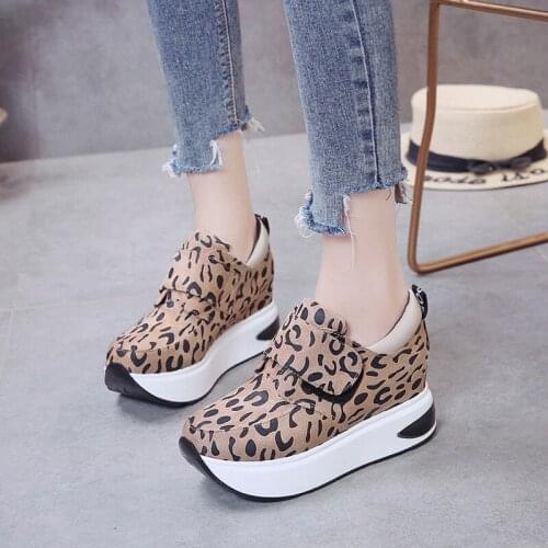 Leopard Print Platform Shoes Woman Fashion Wedge Sneakers Women Comfortable Breathable Flats Female Shoes Chaussure Femme tenis