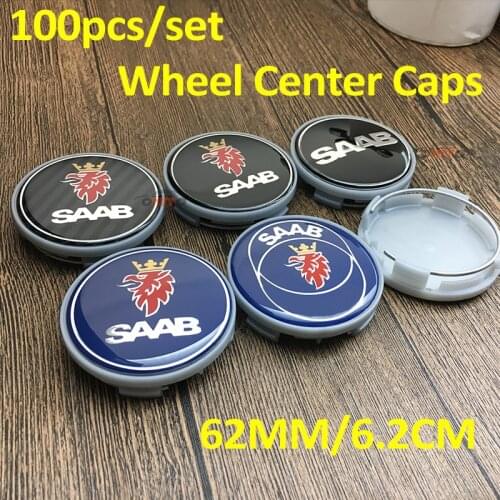 100pcs Wholesale 62MM Car Emblem Wheel Center Covers for Saab 9-3 9-5 93 95 BJ SCS Auto Wheel Hub Badge Caps Label