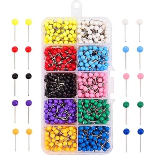 1000PCS/Lot Dressmaking Pins Round Head Needles Stitch Straight Push Sewing Pins For Dressmaking DIY Sewing Tools Positioning