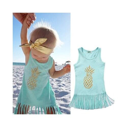 1-5Y 2017 new infant children clothes Toddler Kids Baby Girls Tassel Dress Summer Sleeveless Party Top Vest