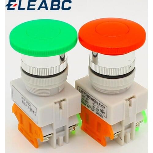 22mm Momentary Mushroom Head Pushbutton Switch 1NO+1NC