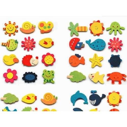 240 pcs Wooden fridge magnet sticker Fridge magnet/Refrigerator magnet message Clip childrens Cute cartoon