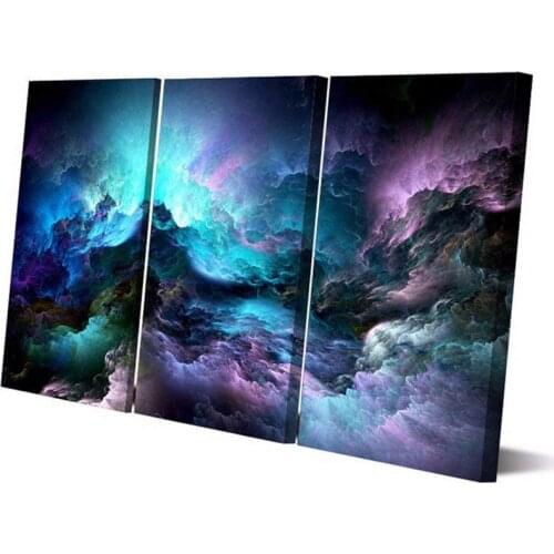 3 Panel Painting on Canvas Wall Art Posters and Prints Landscape Pictures Abstract Psychedelic Nebula Space Drop shipping