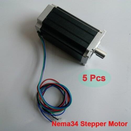 5PCS 8.5Nm Nema34 Stepper Motor 118mm Length 6A 1220Oz-in 2ph 4 Wires High Torque for CNC Router Lathe