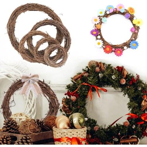 8/10/12/15/20/25cm Christmas Wreath Artificial Rattan Garland Wedding Christmas Tree Decor DIY Hanging Weaved Garlands Craft