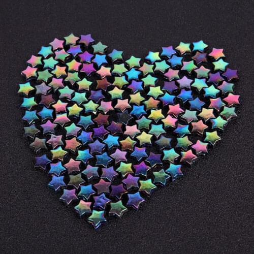 100Pcs 11mmx4mm Acrylic Spacer Beads for Jewelry Making Crystal AB Rainbow Star Bead Charms Men Women DIY Accessories