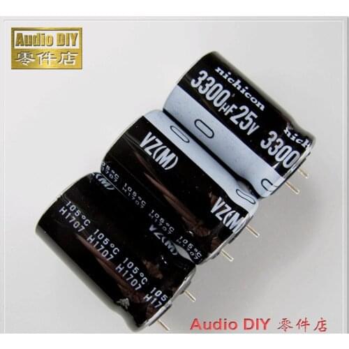 2pcs/20pcs 3300uF 25V3300uF NICHICON VZ Series 16x25mm Wide Temperature Range Aluminum Electrolytic Capacitor short Feet