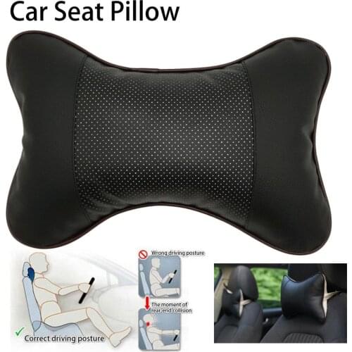Car Neck Pillows Both Side PVC Leather 1pcs Pack Headrest For Head Pain Relief Filled Fiber Universal Car Pillow
