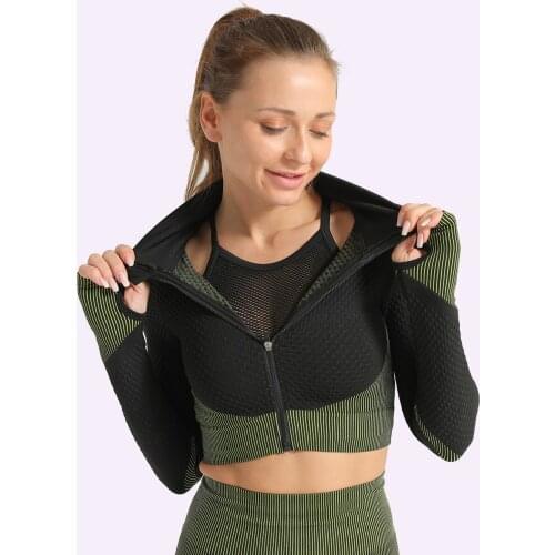 Seamless Fitness Top Women Gym Workout Bra Front Zipper Tops Women Shirts Female Fitness Push up Gym Running Shirt