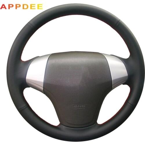 Handsewing Black Artificial Leather Steering Wheel Covers for Hyundai Elantra 2008 2009 2010