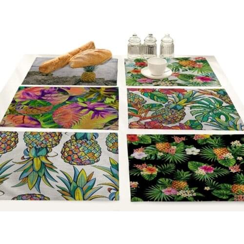 Flowers leaves and pineapple coffee table decor placemat for dining table placemats for table kitchen table table cloth Table