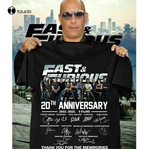 Fast And Furious 20Th Anniversary 2001-2021, 9 Films Unisex T Shirt S-5Xl Black