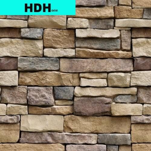 HDHome Stone Brick Wallpaper Stick On Self-Adhesive Peel and Stick Backsplash Wall Panel Removable Wallcoverings Home Decoration