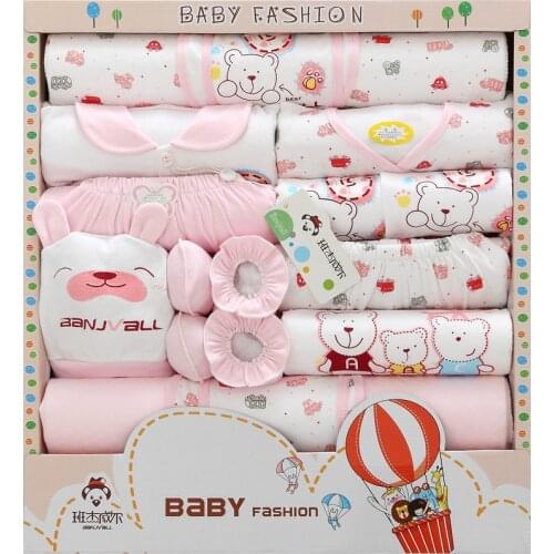 18 Pieces Newborn Baby Set Boys Clothes Four seasons 100% Cotton Infant Suit Girls Clothes Outfits Pants Kids Clothes Bibs Hat