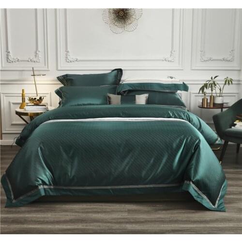Blackish green jacquabedlinen Bedding Set King Queen Size Bed Linen 1000TC egyptian Cotton Duvet Cover Bed Sheet Set Pillowcases