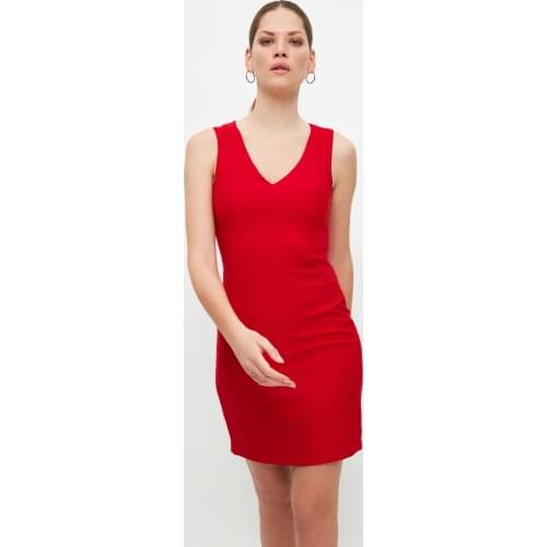 Trendyol Red Pocket Detail Dress TWOSS19AA0064