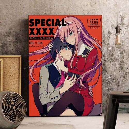 Anime Posters Darling In The Franxx 002 Retro Poster and Print Nordic Wall Art Canvas Painting Kids Home Picture Wall Decoration