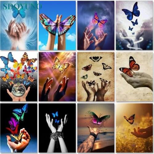 SDOYUNO 60x75cm Paint By Numbers Butterfly Scenery DIY Oil Painting By Numbers On Canvas Animals Number Painting Home Decor