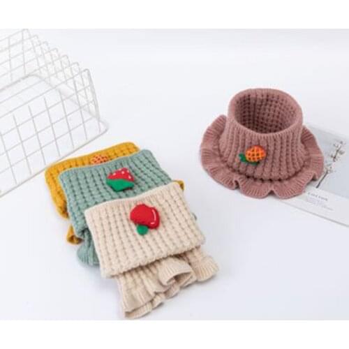 Baby Fruit Scarf Winter Windproof Wool Knitted Warm Childrens Sleeve for Boys and Girls Scarves Cute Neck Strap O6