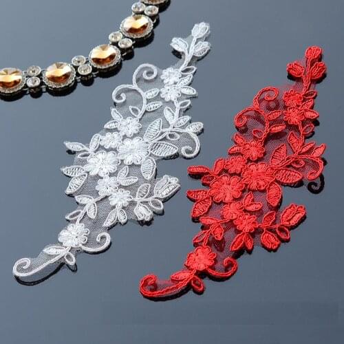 YACKALASI Wedding Flower Appliqued Mirror Pair Diy Accessory Bridal Veil Hair Accessories 25*9cm