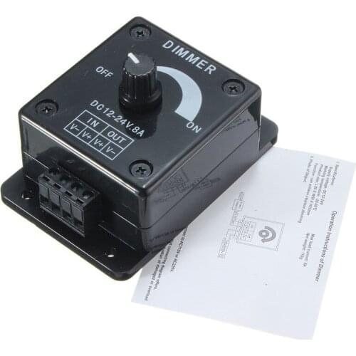 1pcs Dimmable LED Light Dimmer Switch Brightness Manual Adjustable Control DC 12V-24V 8A Output Power 96W Black