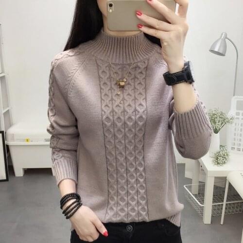 Half Turtleneck Sweater Women Jumper 2021 Autum Winter Basic Warm Clothes Female Pull Femme Knitted Cotton Pullover Sweater