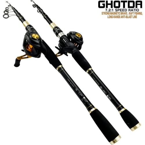 GHOTDA Fishing Rod And Reel Combos Casting Spinning Fishing Pole 7.2:1 Baitcasting Reel Fishing Set