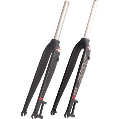 Mountain Bike Fork Matte 3K Carbon Fiber Mountain Bike Fork 1-1/8" Rigid Disc Brake MTB Bicycle Forks 26/27.5/29er