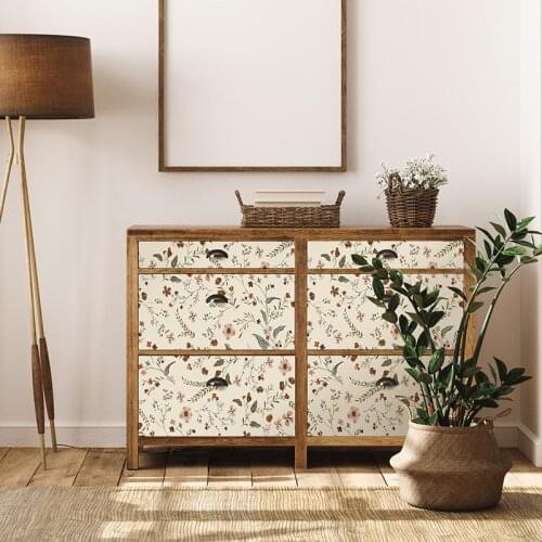 Flower Dream Wardrobe Refurbished Stickers Small Floral Self-Adhesive Wall Sticker Living Room Bedroom Decoration Wallpaper