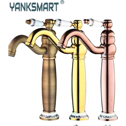 Retro Bathroom Mixer Rose Gold Polished Antique Brass Basin Sink Swivel Spout Ceramic Banheiro Torneira Mixer Tap Faucet