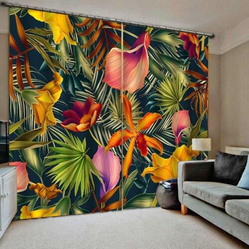Leafs curtains modern living room curtains Luxury Blackout 3D Window Curtain For Living Room blackout curtains
