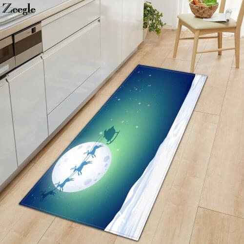 Zeegle Christmas Decoration Living Room Carpet Anti-slip Kitchen Rug Bathroom Shower Mat Absorbent Hallway Floor Rug Bedside Mat