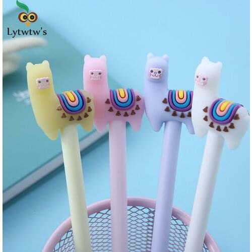 1 Piece Lytwtws Korean Cartoon Creative Candy Color Alpaca Student Writing Office Stationery Black Signature Gel Pen