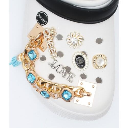 1pcs New Designer Chain Brand Shoes Designer Croc Charms Bling Rhinestone JIBZ Gift For Clog Decaration Pendant Buckle for Gift