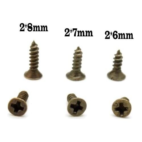 100PCS mm 2*6mm 2*7mm 2*8mm Flat head screw Carpenters small screw Furniture wooden box hardware accessories