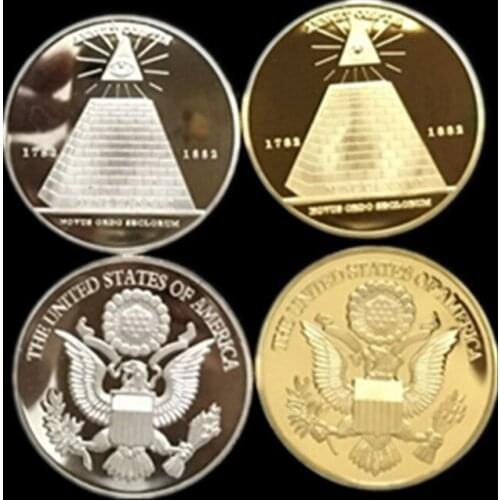 100 pcs Non magnetic National emblem of United states Ordo church religious badge silver gold plated souvenir decoration coin