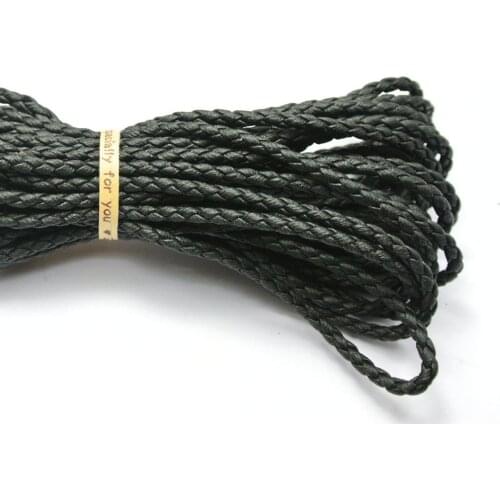 16.4 Feets Black Braided Leatherette Jewelry Cord 3mm