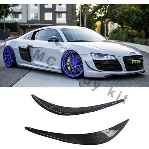 2PCS Carbon Fiber Front Bumper Side Trim Canards Splitter Flaps Spoiler for Audi R8 2008-2015 Car Styling FRP