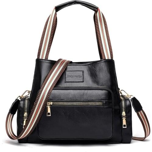2021 new retro high quality lady handbag soft leather lady large casual messenger bag female multi-function shoulder bag