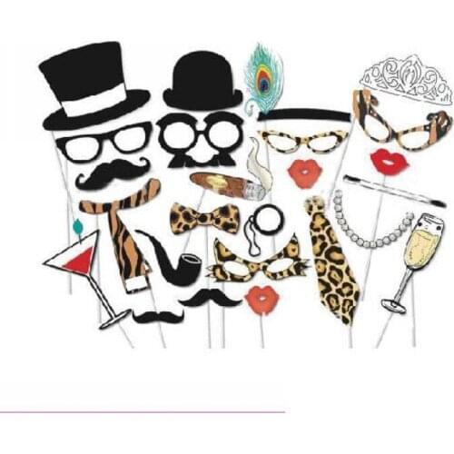 25pcs Leopard Grain Paper Beard At Interesting Wacky Photo Booth Props Of the Wedding Party