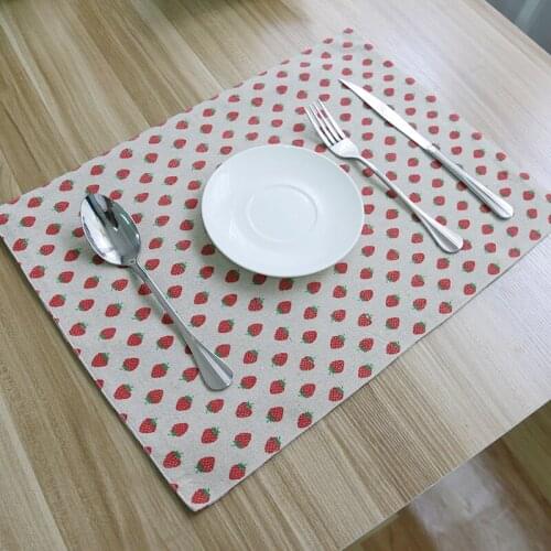 4Pcs Zakka Dining Table Mat Set Decoracao Kitchen Accessories Manteles Individuales Jogo Americano De Jantar Strawberry Placemat