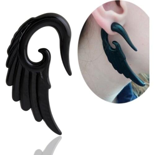 6pcs mix 6 size Free Shipping Wing ear expansion protector Angle Wings Ear Plug piercing Taper Earring Flesh Tunnel body jewelry