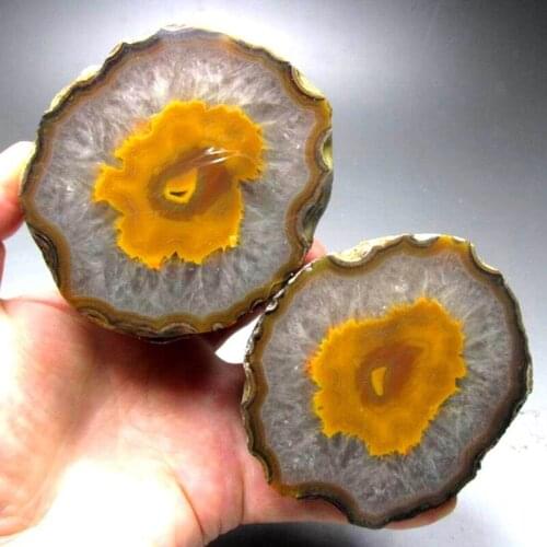 875g/85mm Pair of Unpolished Achat Agate Thunderegg Half Geode - crystals and stones healing Mineral specimen Home Decor L0227