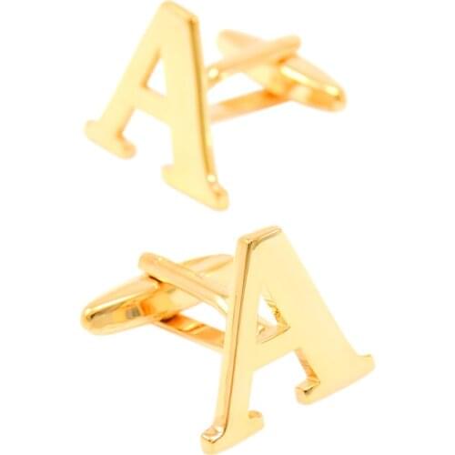 A-Z Mens Jewelry Gold 26 English Letter Shirt Cufflinks French Style Initials Sleeve Cuff link Buttons Mens Gifts Accessories